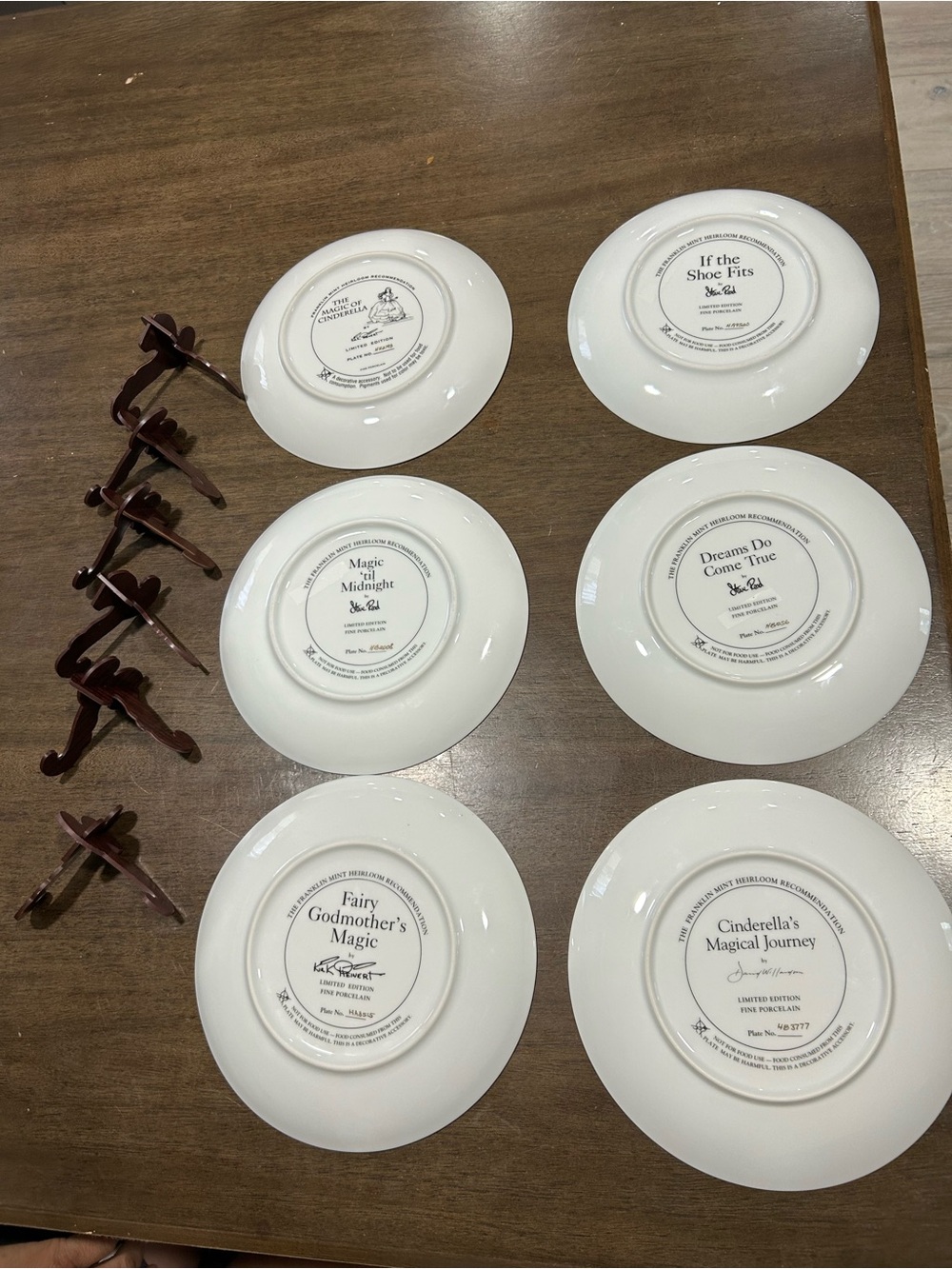 Lenox White Decorative Collector Plates with Brown Easels - Set of 6
